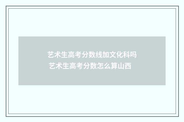 艺术生高考分数线加文化科吗 艺术生高考分数怎么算山西