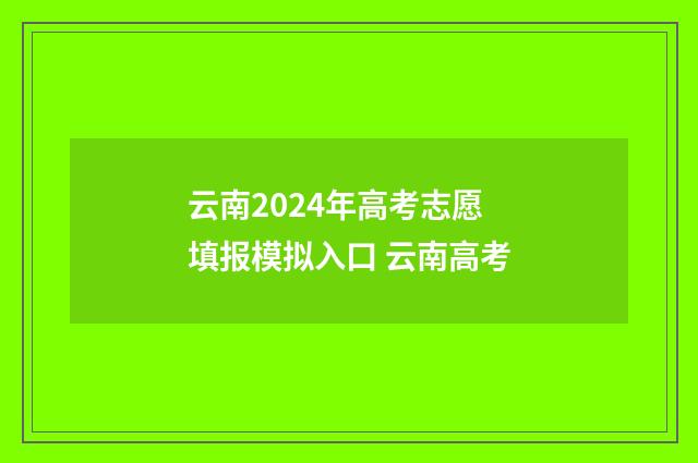 云南2024年高考志愿填报模拟入口 云南高考