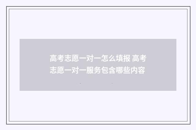 高考志愿一对一怎么填报 高考志愿一对一服务包含哪些内容