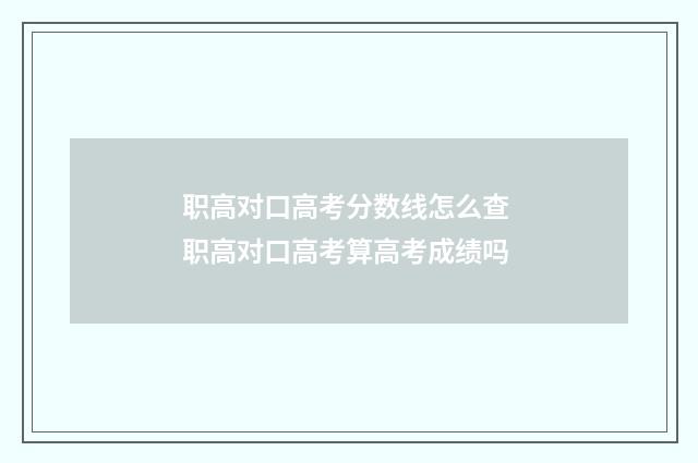 职高对口高考分数线怎么查 职高对口高考算高考成绩吗
