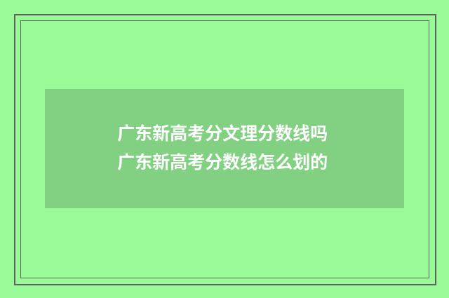 广东新高考分文理分数线吗 广东新高考分数线怎么划的