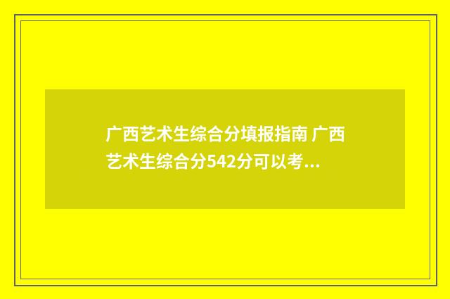 广西艺术生综合分填报指南 广西艺术生综合分542分可以考什么学校?