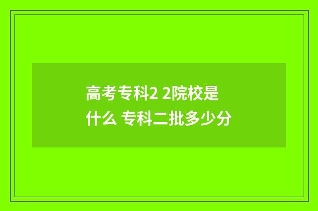 高考专科2 2院校是什么 专科二批多少分