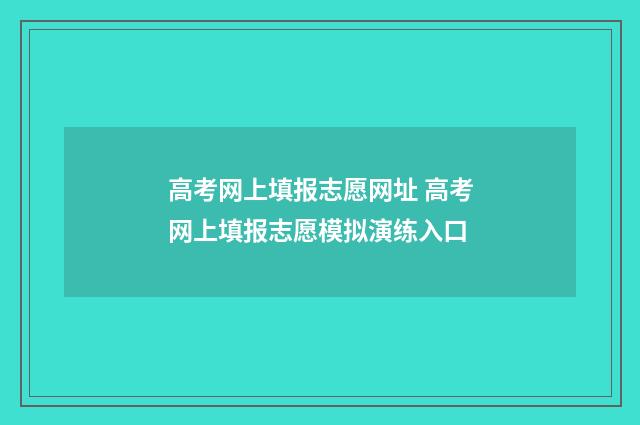 高考网上填报志愿网址 高考网上填报志愿模拟演练入口