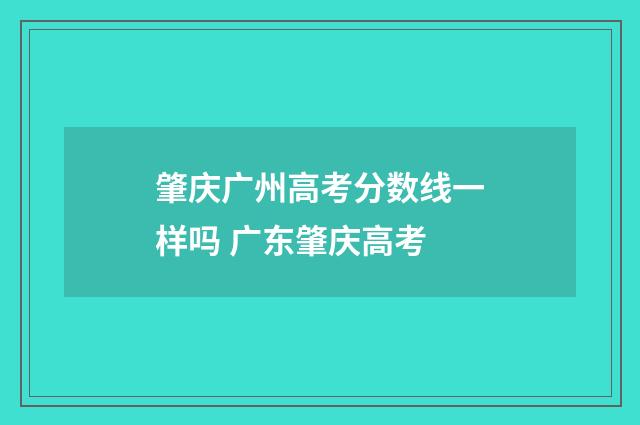 肇庆广州高考分数线一样吗 广东肇庆高考