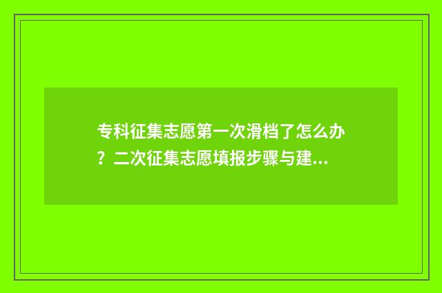 专科征集志愿第一次滑档了怎么办？二次征集志愿填报步骤与建议 专科征集志愿第二批