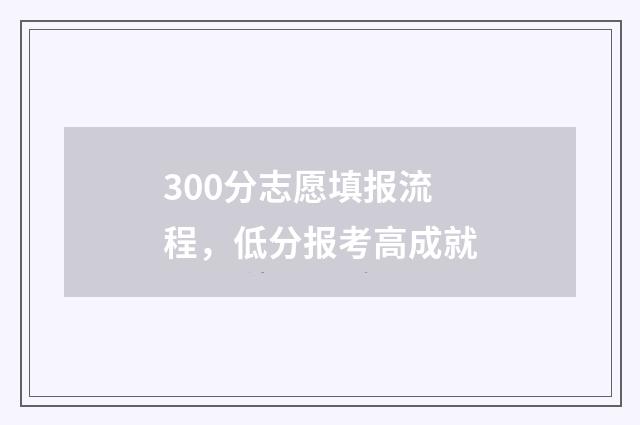 300分志愿填报流程，低分报考高成就