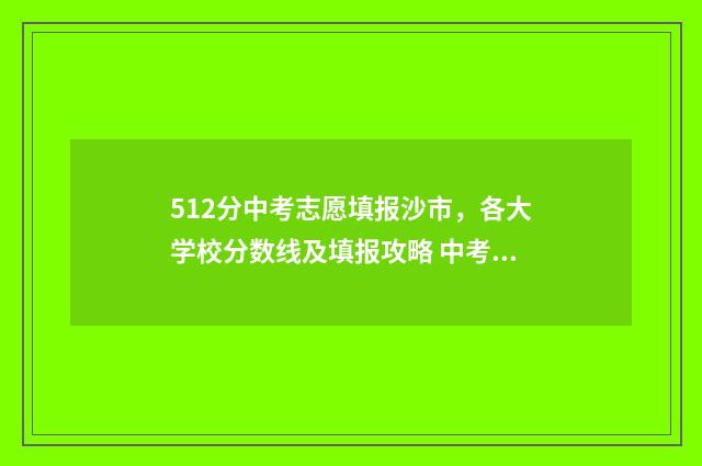 512分中考志愿填报沙市,各大学校分数线及填报攻略 中考512分算学霸吗