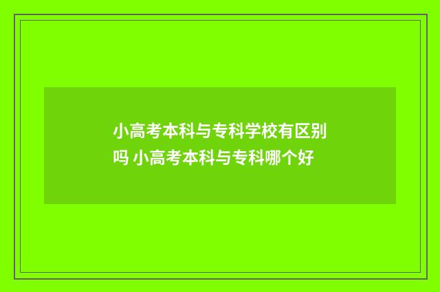 小高考本科与专科学校有区别吗 小高考本科与专科哪个好