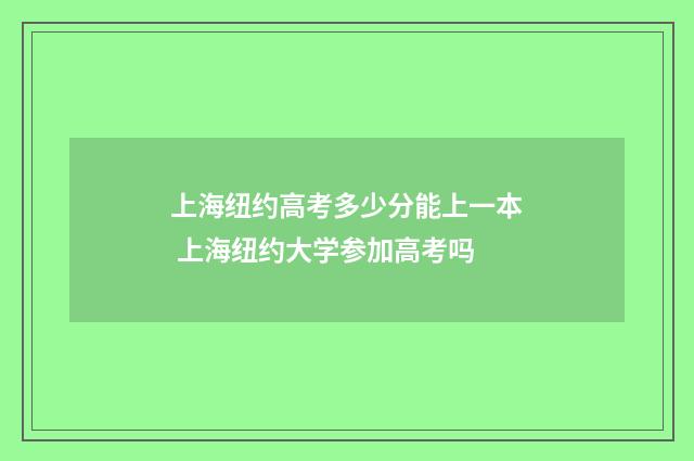 上海纽约高考多少分能上一本 上海纽约大学参加高考吗
