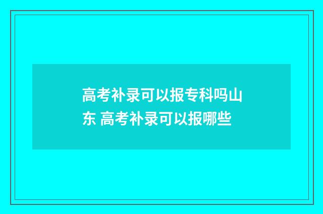 高考补录可以报专科吗山东 高考补录可以报哪些