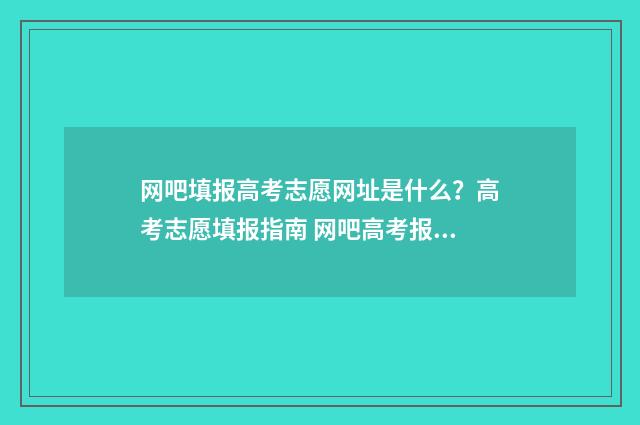 网吧填报高考志愿网址是什么？高考志愿填报指南 网吧高考报名