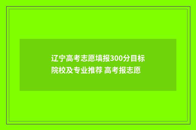 辽宁高考志愿填报300分目标院校及专业推荐 高考报志愿