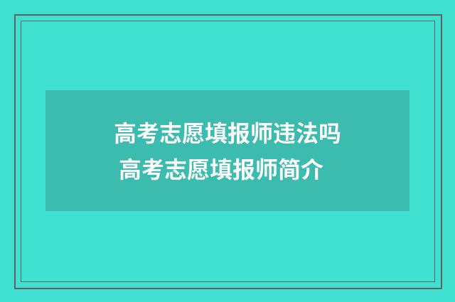 高考志愿填报师违法吗 高考志愿填报师简介