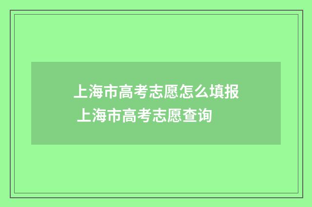 上海市高考志愿怎么填报 上海市高考志愿查询
