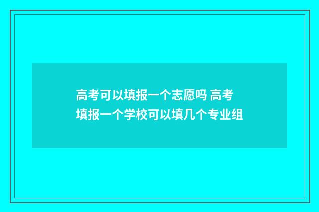 高考可以填报一个志愿吗 高考填报一个学校可以填几个专业组