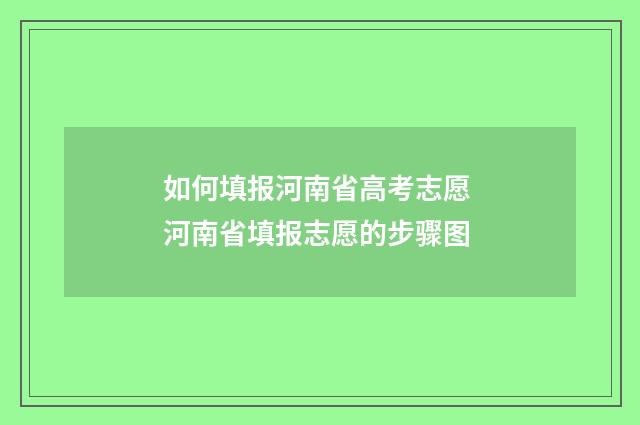 如何填报河南省高考志愿 河南省填报志愿的步骤图