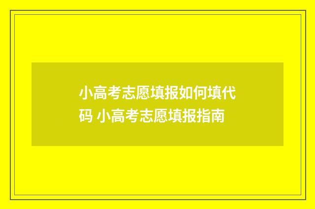 小高考志愿填报如何填代码 小高考志愿填报指南