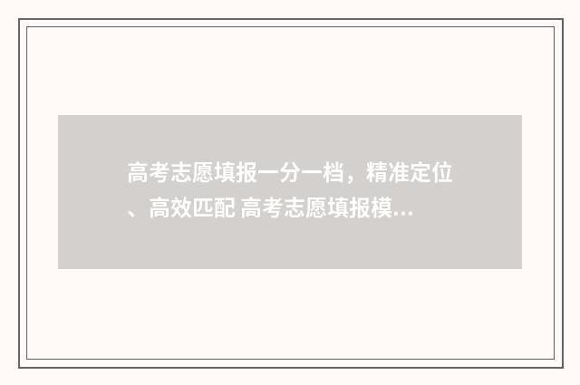 高考志愿填报一分一档，精准定位、高效匹配 高考志愿填报模板