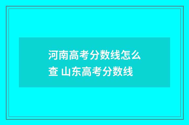 河南高考分数线怎么查 山东高考分数线