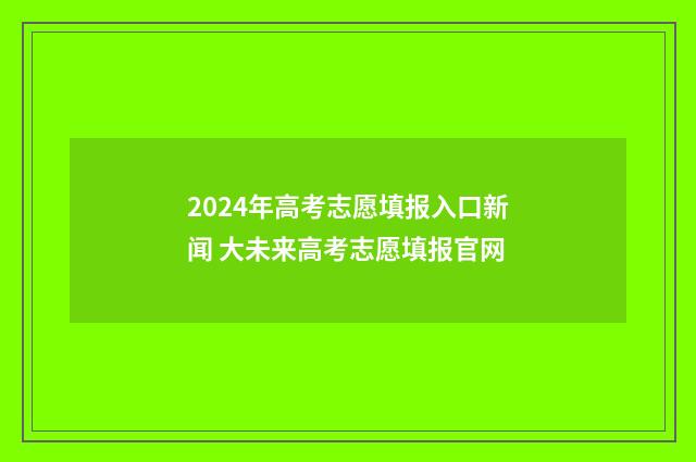 2024年高考志愿填报入口新闻 大未来高考志愿填报官网