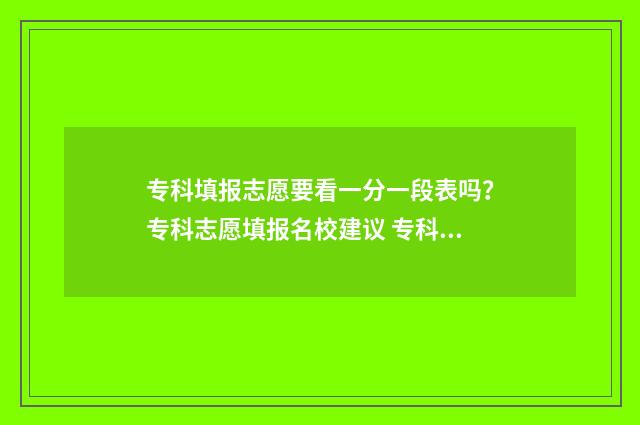 专科填报志愿要看一分一段表吗?专科志愿填报名校建议 专科填报志愿要填几个学校