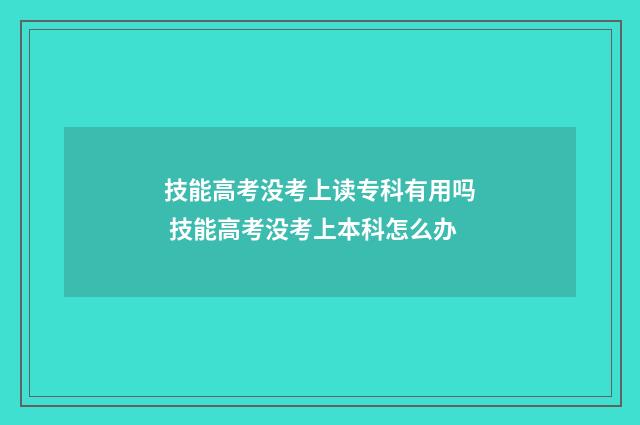 技能高考没考上读专科有用吗 技能高考没考上本科怎么办