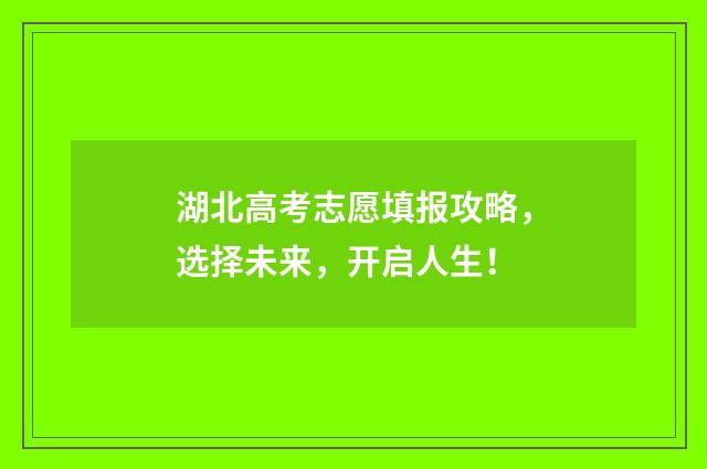 湖北高考志愿填报攻略,选择未来,开启人生!