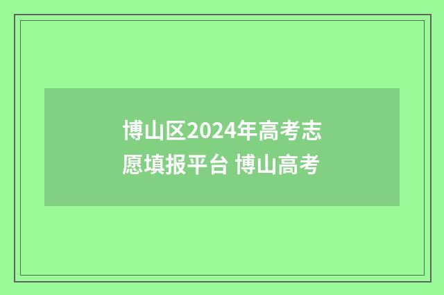 博山区2024年高考志愿填报平台 博山高考