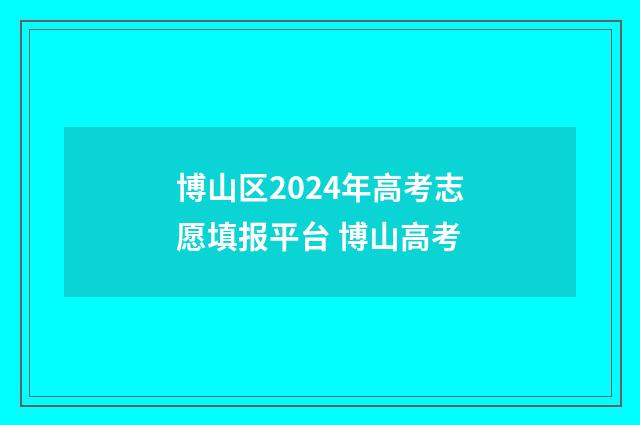 博山区2024年高考志愿填报平台 博山高考