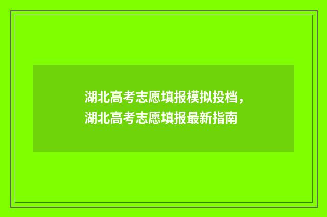 湖北高考志愿填报模拟投档,湖北高考志愿填报最新指南