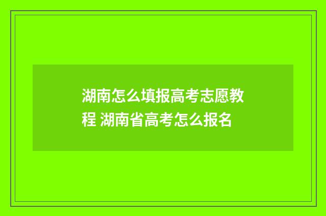 湖南怎么填报高考志愿教程 湖南省高考怎么报名