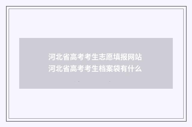 河北省高考考生志愿填报网站 河北省高考考生档案袋有什么