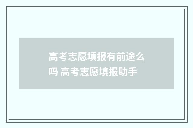 高考志愿填报有前途么吗 高考志愿填报助手