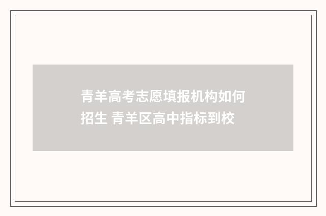 青羊高考志愿填报机构如何招生 青羊区高中指标到校