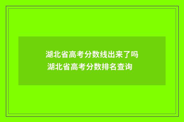 湖北省高考分数线出来了吗 湖北省高考分数排名查询