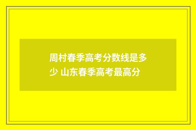 周村春季高考分数线是多少 山东春季高考最高分