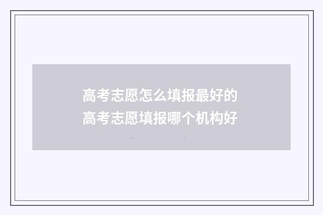 高考志愿怎么填报最好的 高考志愿填报哪个机构好