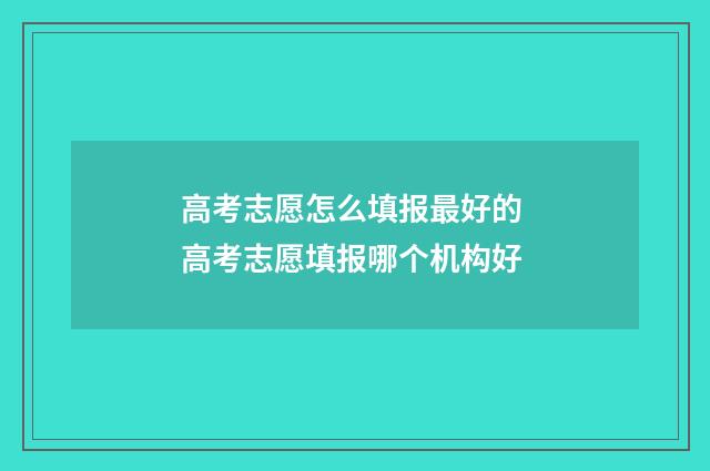 高考志愿怎么填报最好的 高考志愿填报哪个机构好