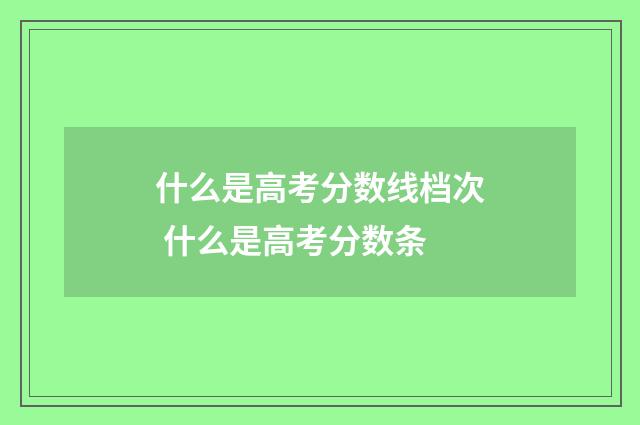 什么是高考分数线档次 什么是高考分数条