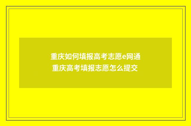 重庆如何填报高考志愿e网通 重庆高考填报志愿怎么提交