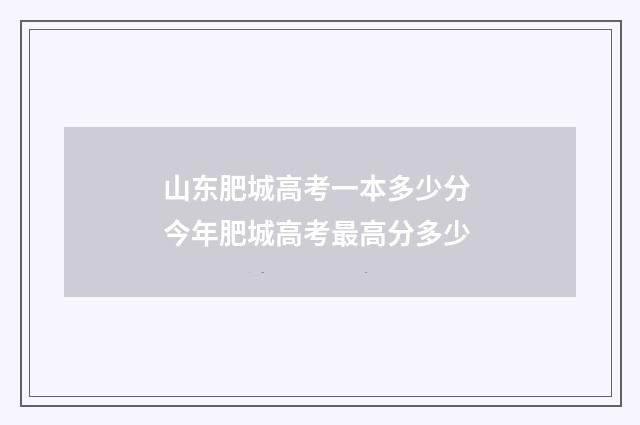 山东肥城高考一本多少分 今年肥城高考最高分多少