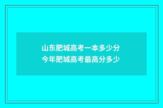 山东肥城高考一本多少分 今年肥城高考最高分多少