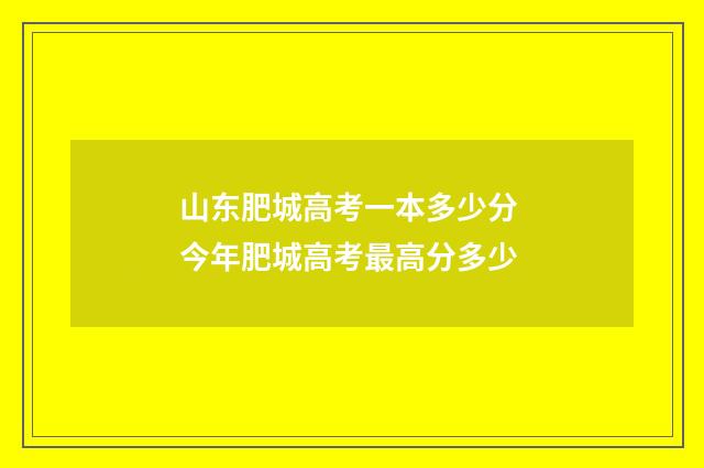 山东肥城高考一本多少分 今年肥城高考最高分多少