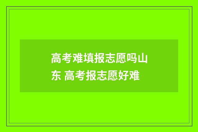 高考难填报志愿吗山东 高考报志愿好难