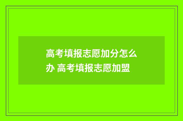 高考填报志愿加分怎么办 高考填报志愿加盟