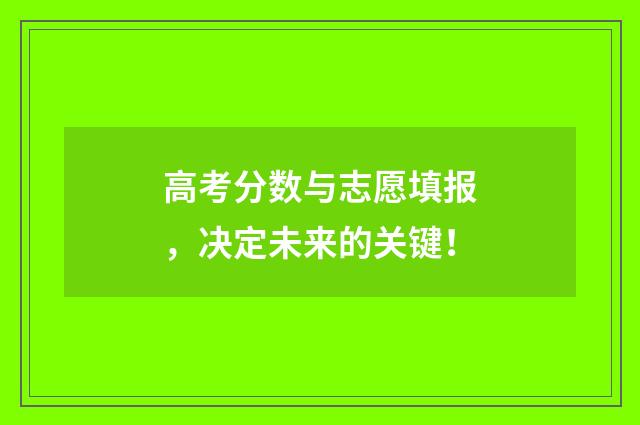 高考分数与志愿填报，决定未来的关键！