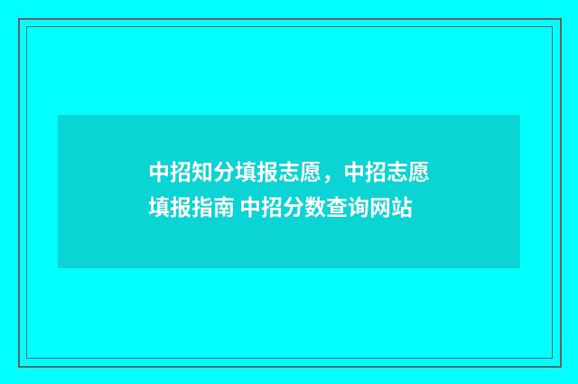 中招知分填报志愿,中招志愿填报指南 中招分数查询网站