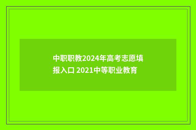 中职职教2024年高考志愿填报入口 2021中等职业教育