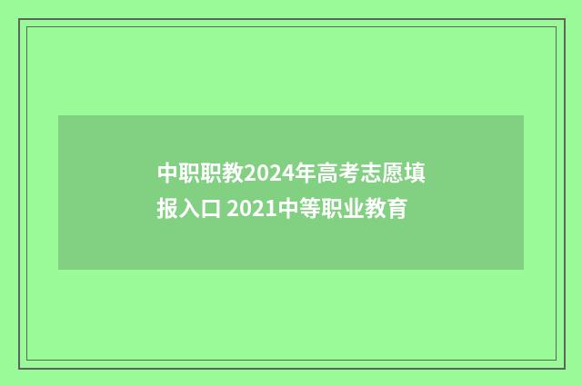 中职职教2024年高考志愿填报入口 2021中等职业教育